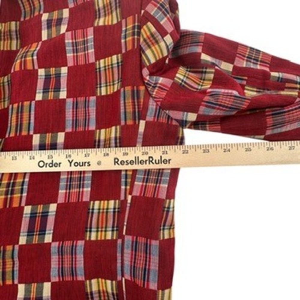 Robert Lewis Idea 42 L Mens Blazer Vintage‎ Patchwork Plaid Red Multi Sport Coat - Picture 10 of 13